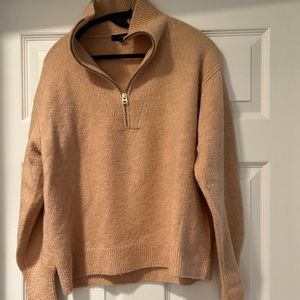 J Crew Half Zip Sweater - Heathered Almond- Size S